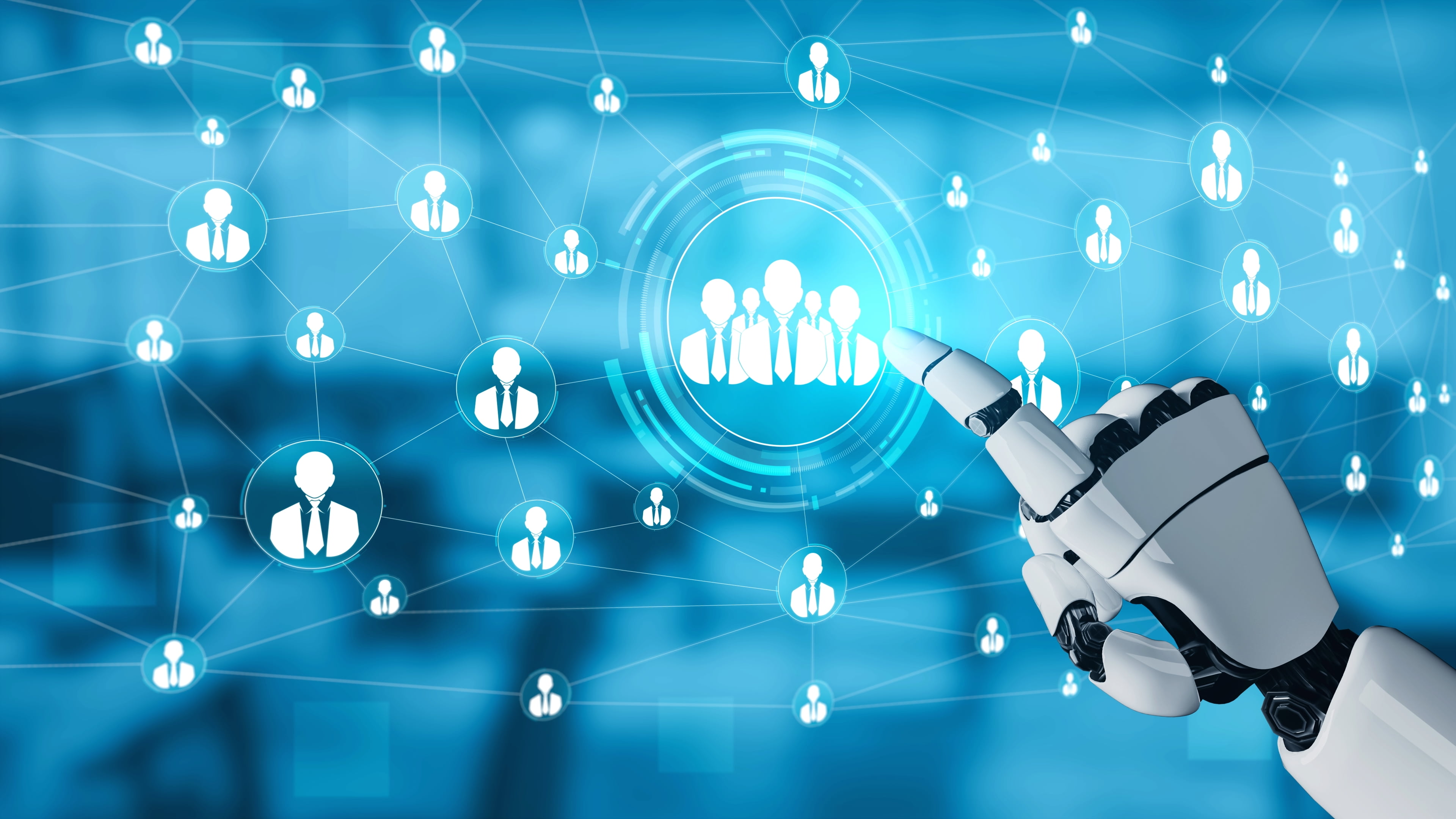 A person interacts with a touchscreen display showing a white sneaker in a shoe store, powered by AI for manufacturing.