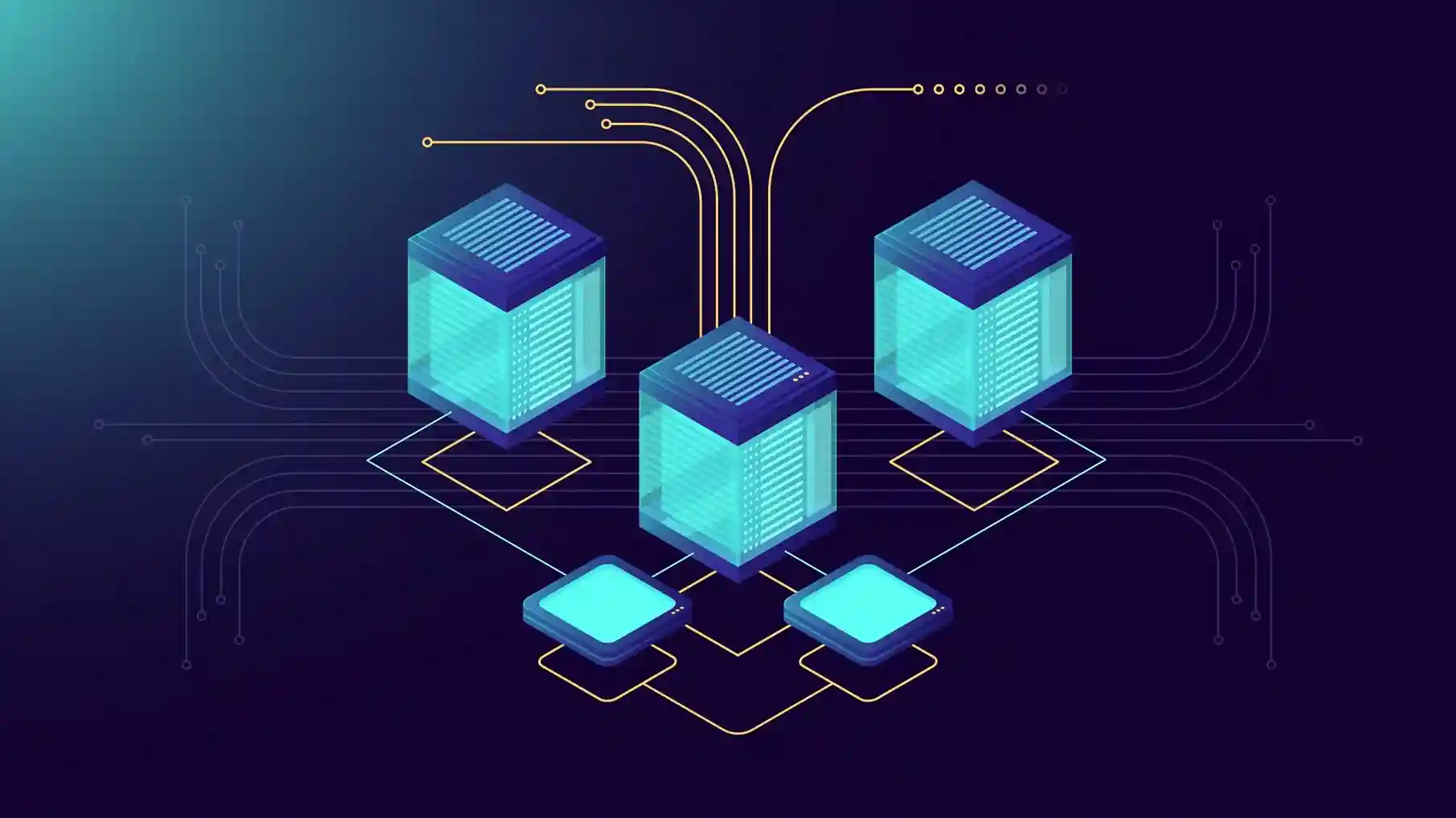 Illustration of connected data cubes representing scalable system architecture