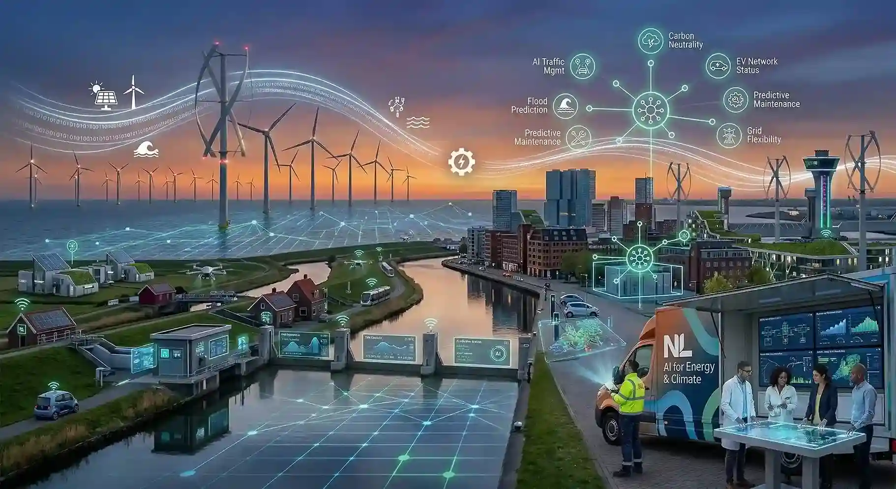 AI-powered renewable energy and smart grid in the Netherlands.