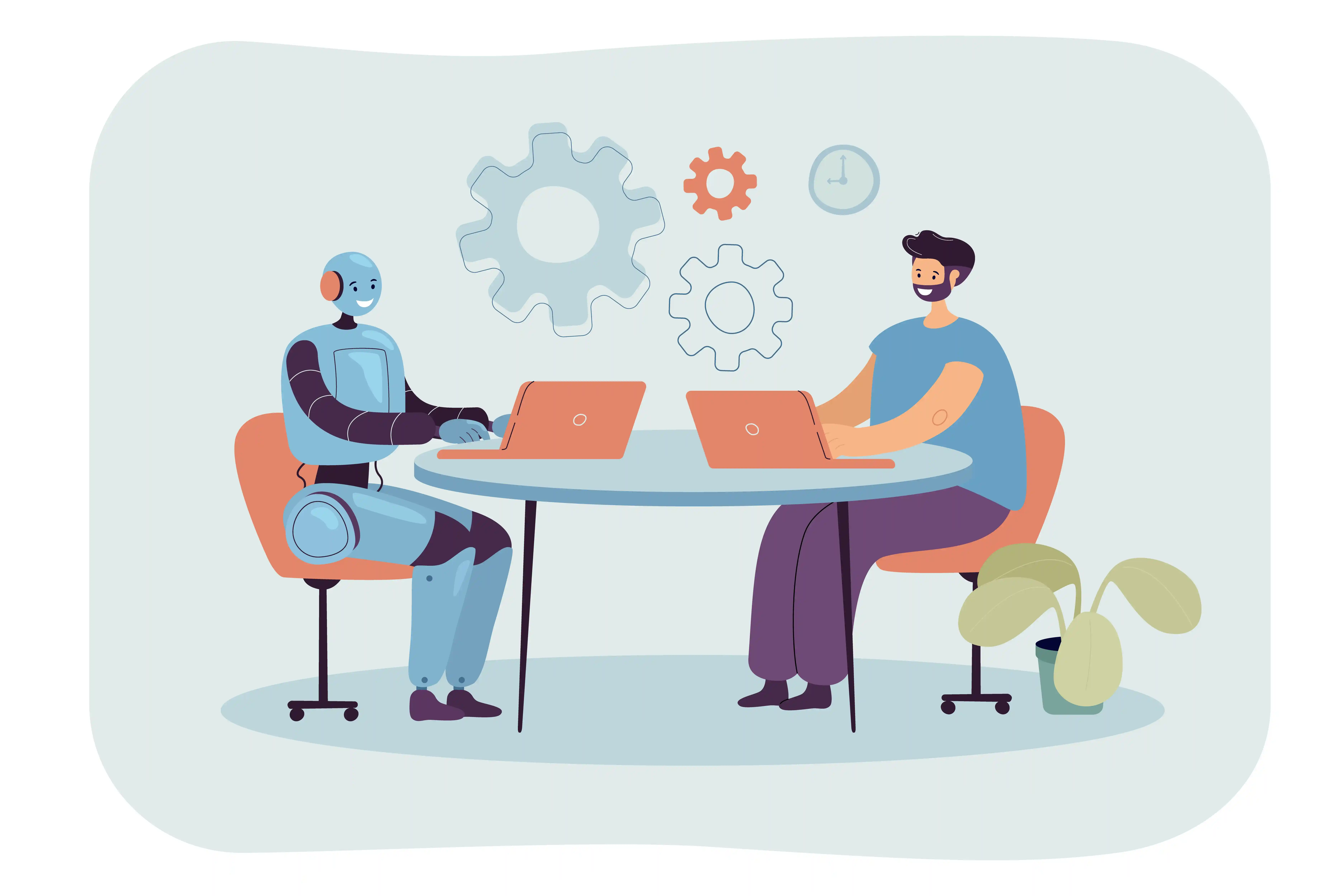 ai and human sitting together at a company