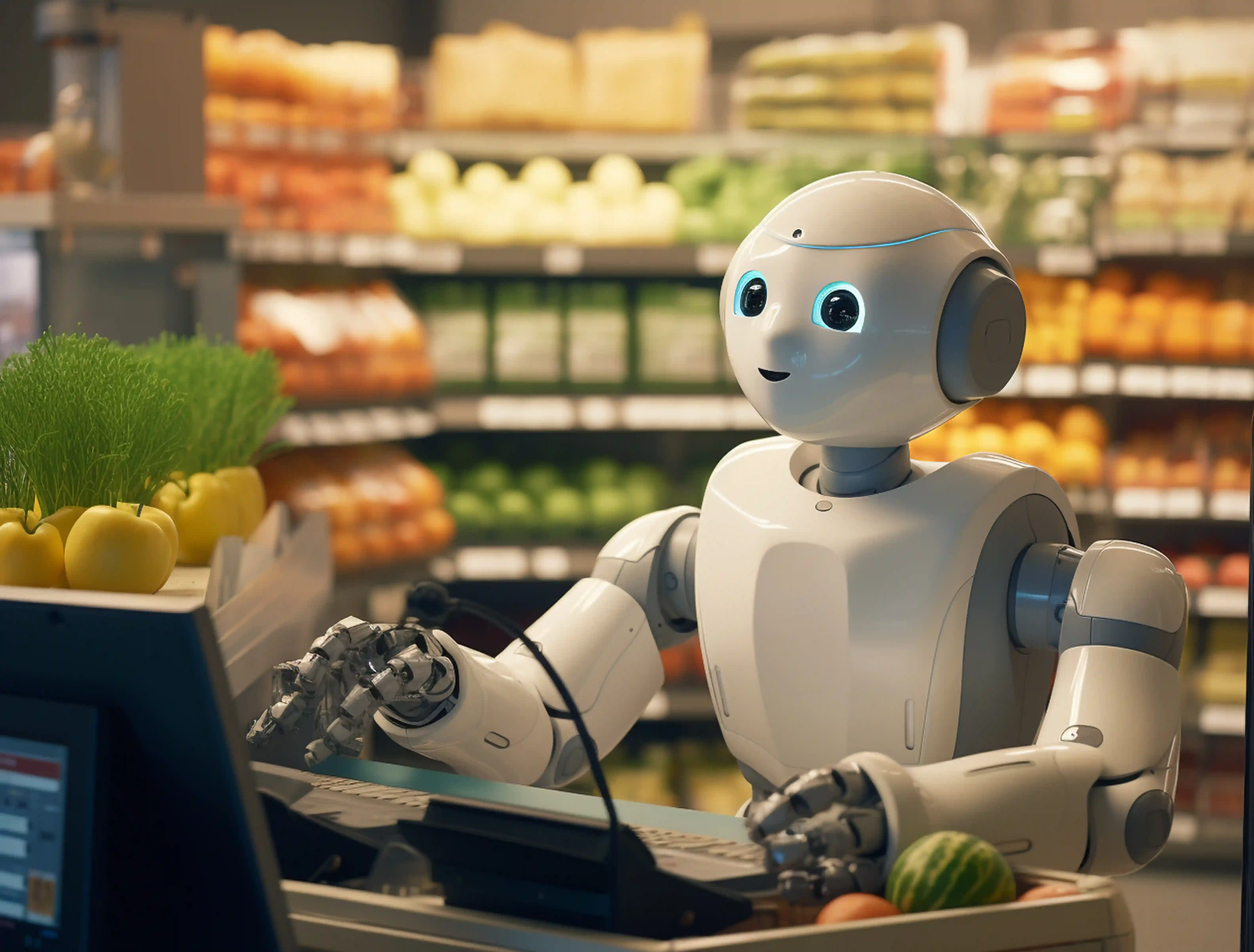 a robot working in a retail store showing impact of ai for retail sector