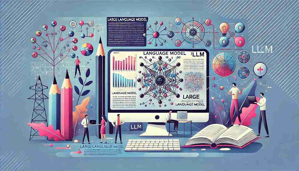 Illustratie van de structuur van LLM en het mechanisme voor het genereren van gegevens.